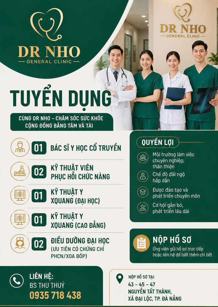 PHÒNG KHÁM ĐA KHOA DR NHO THÔNG BÁO TUYỂN DỤNG NHÂN SỰ