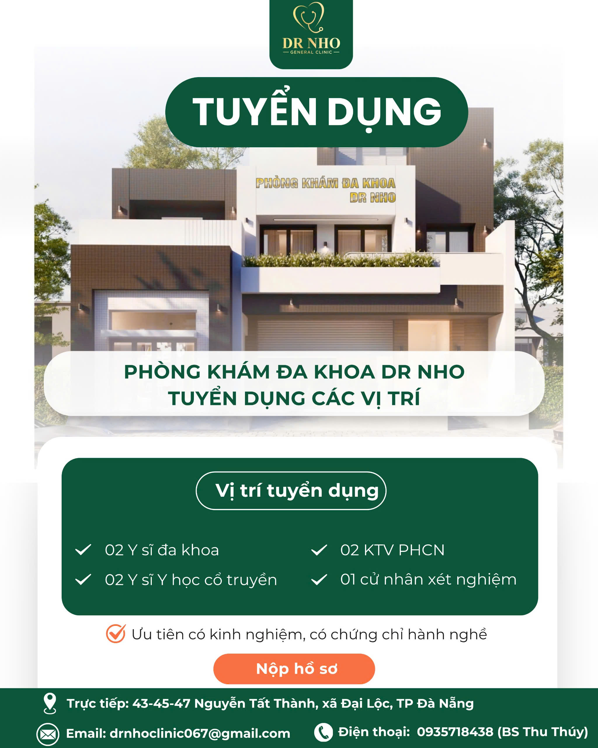 PHÒNG KHÁM ĐA KHOA DR NHO TUYỂN DỤNG NHÂN SỰ 